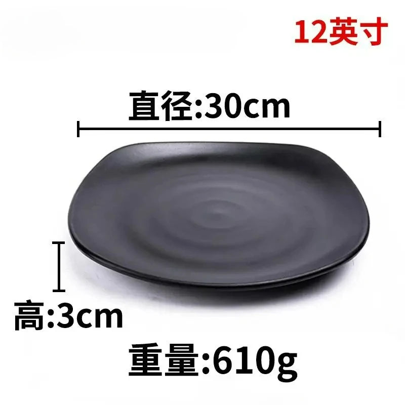 CERAMICS Round Plastic Plate – Solid Color Durable Tableware