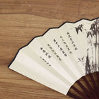 Silk & Bamboo Folding Fan Retro Decorative Handheld Fan 27x48cm