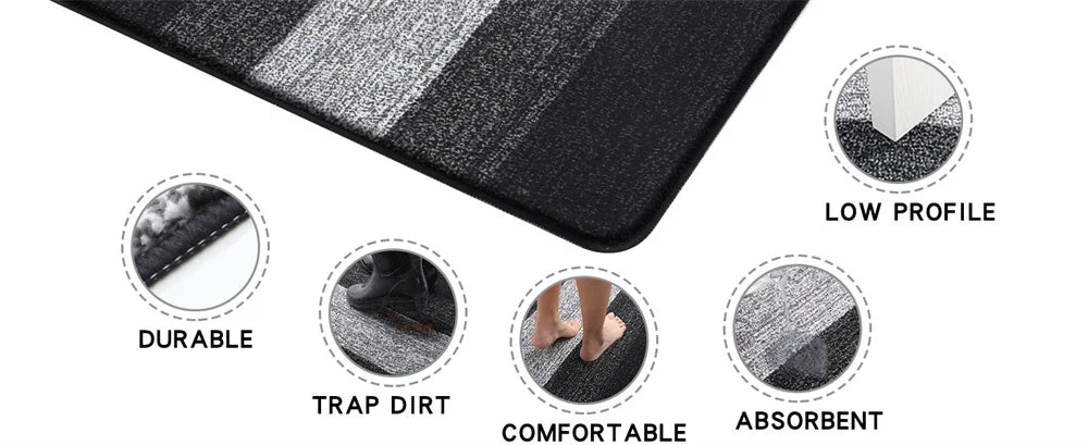 Indoor Non-Slip Entrance Door Mat Absorbent Low-Profile Welcome Rug Front Door Carpet