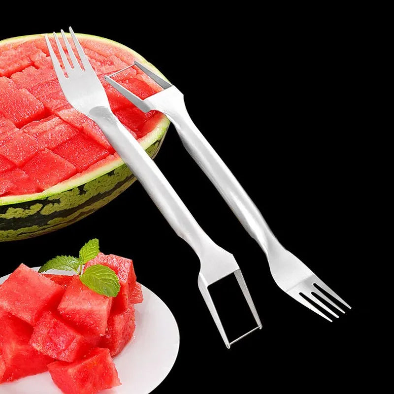 Stainless Steel Watermelon Cutter & Fruit Fork – Multifunctional Slicer Tool