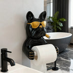 French Bulldog Toilet Paper Holder Wall-Mounted Resin Bathroom Roll Rack