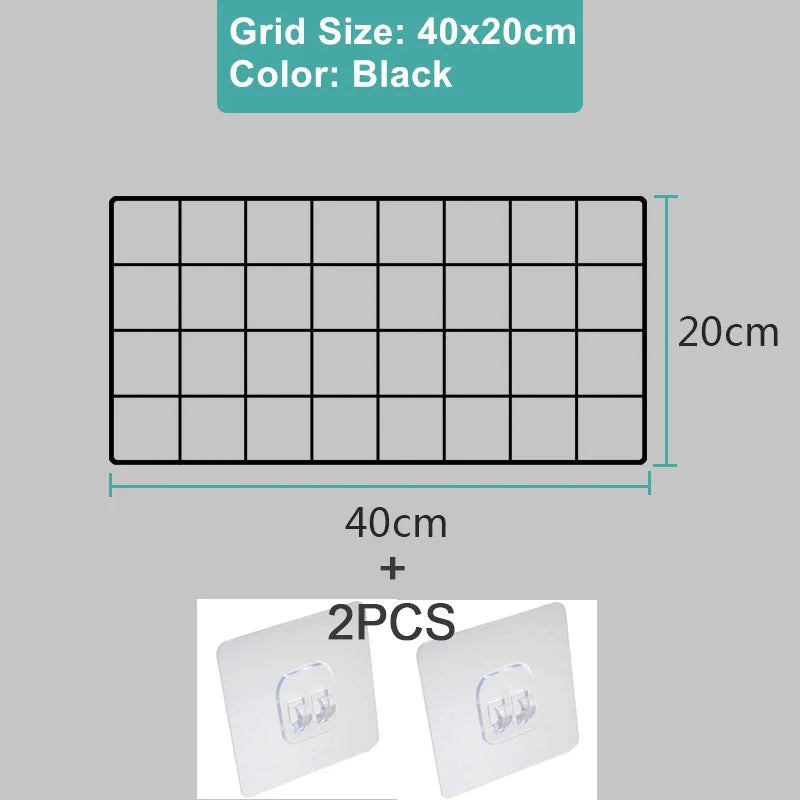 Metal Wall-Mounted Grid Shelf Organizer DIY Photo & Storage Rack