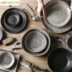 Japanese Irregular Ceramic Plate – Solid Color Dinnerware for Home Use