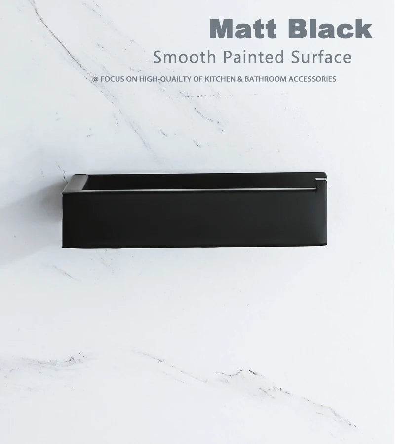 Black Self-Adhesive Toilet Paper Holder Stainless Steel Wall Mount Tissue Roll Rack