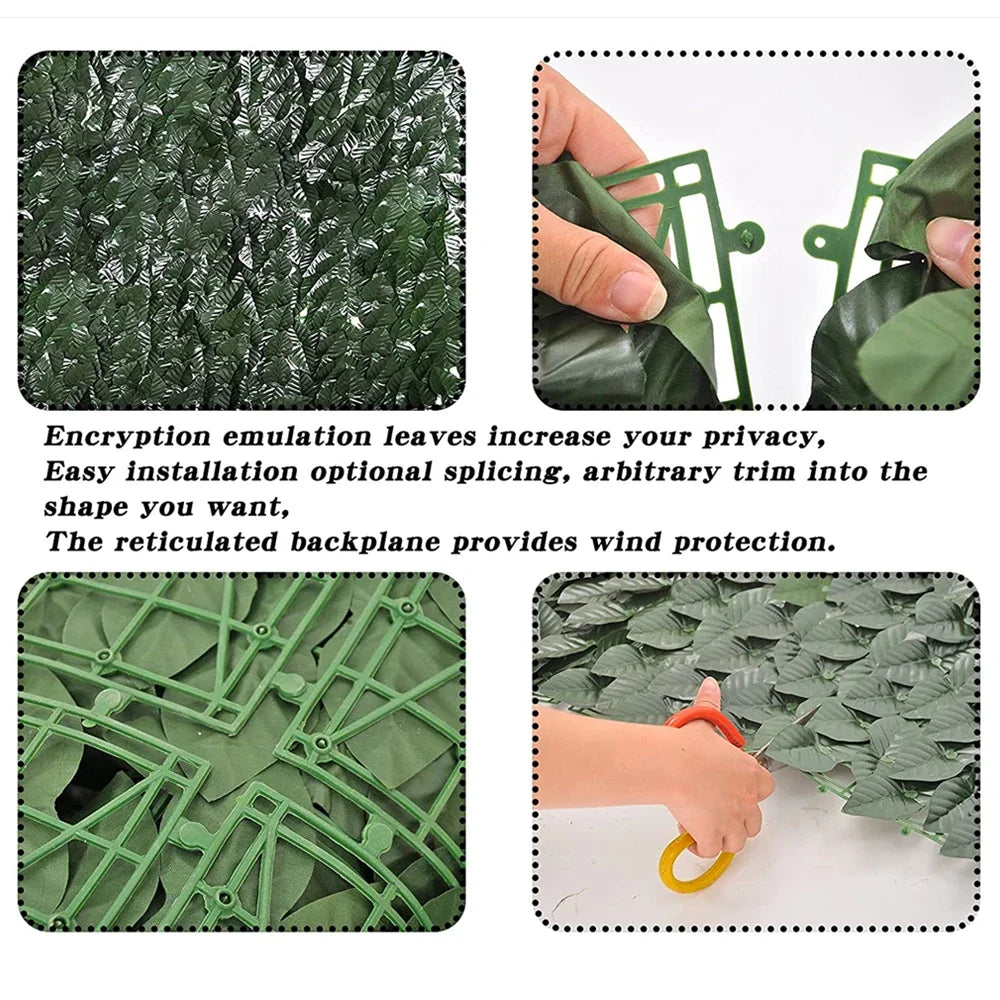 Amuixui Artificial Leaf Fence Panel Outdoor Privacy & Decorative Decor