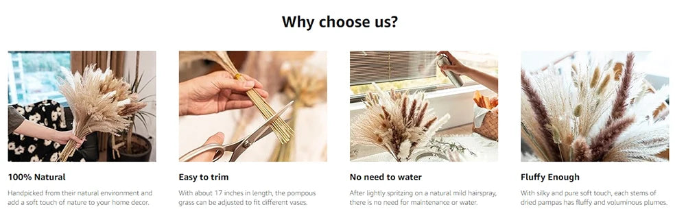 Flower Dried Pampas Grass Bouquet Indoor Home & Event Decor