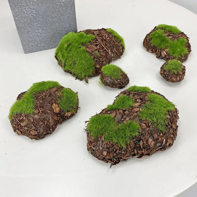 6PCS Artificial Moss Rocks for DIY & Garden Decor