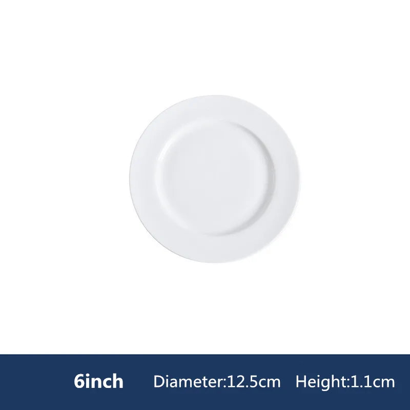 Round Ceramic Plate – Solid Porcelain Tableware for Home & Hotel