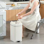 Large Capacity Pedal Trash Can for Bathroom & Living Room, Silent Slow-Close Foot-Operated Waste Bin