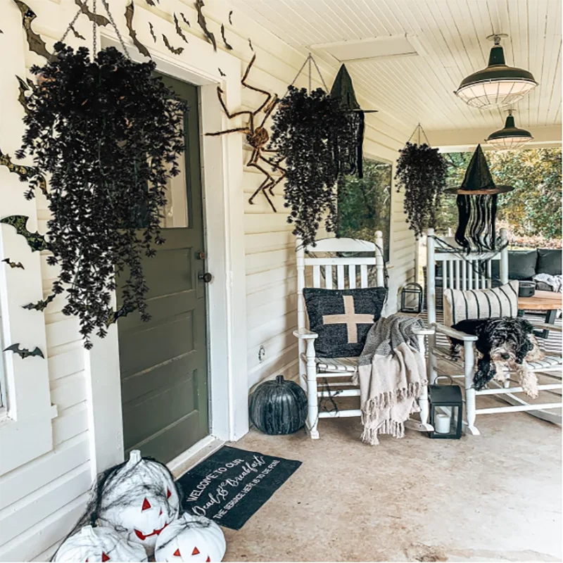 2Pcs Artificial Black Hanging Vine Plants UV Resistant
