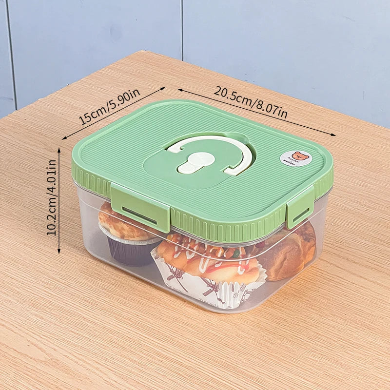 WORTHBUY Food Grade Airtight Bread Box with Handle – Transparent Plastic