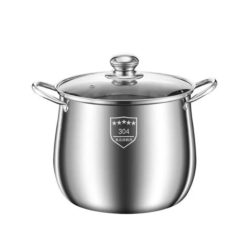 22cm Stainless Steel Stock Pot with Glass Cover – Soup & Kitchen Tool
