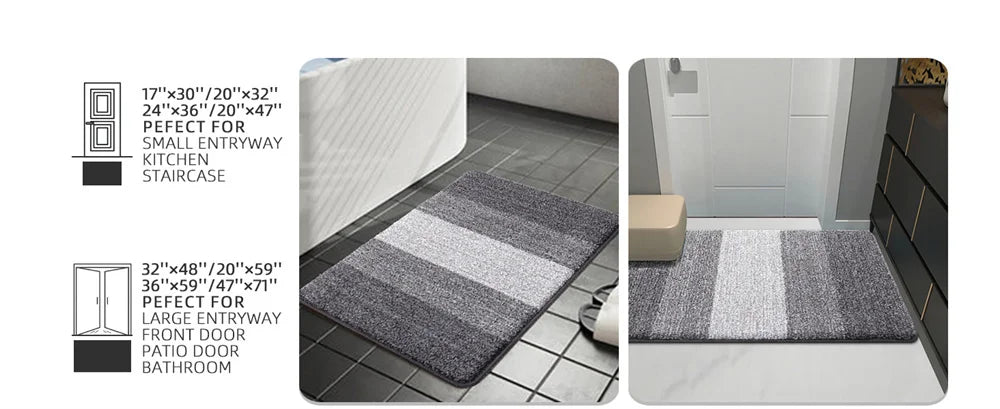 Indoor Non-Slip Entrance Door Mat Absorbent Low-Profile Welcome Rug Front Door Carpet