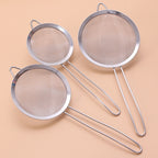 3-Piece Stainless Steel Fine Mesh Strainer Set with Handle & Hook – Colander Sifter for Juice, Soy Milk & Kitchen Use