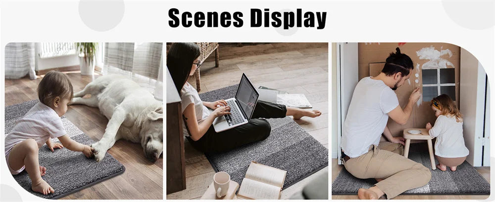 Indoor Non-Slip Entrance Door Mat Absorbent Low-Profile Welcome Rug Front Door Carpet
