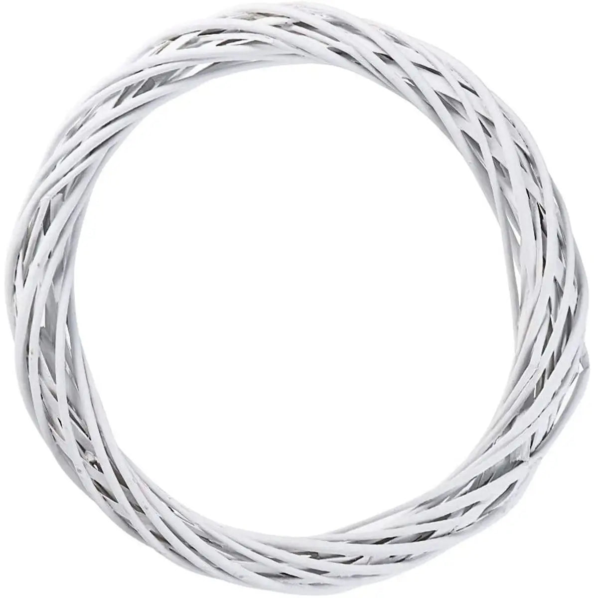 White Wicker Rattan Wreath Ornament Round Christmas Hanging Decor