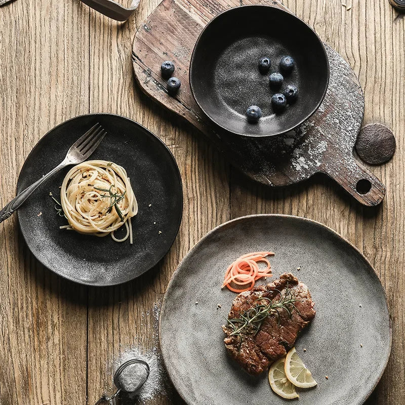 Japanese Irregular Ceramic Plate – Solid Color Dinnerware for Home Use