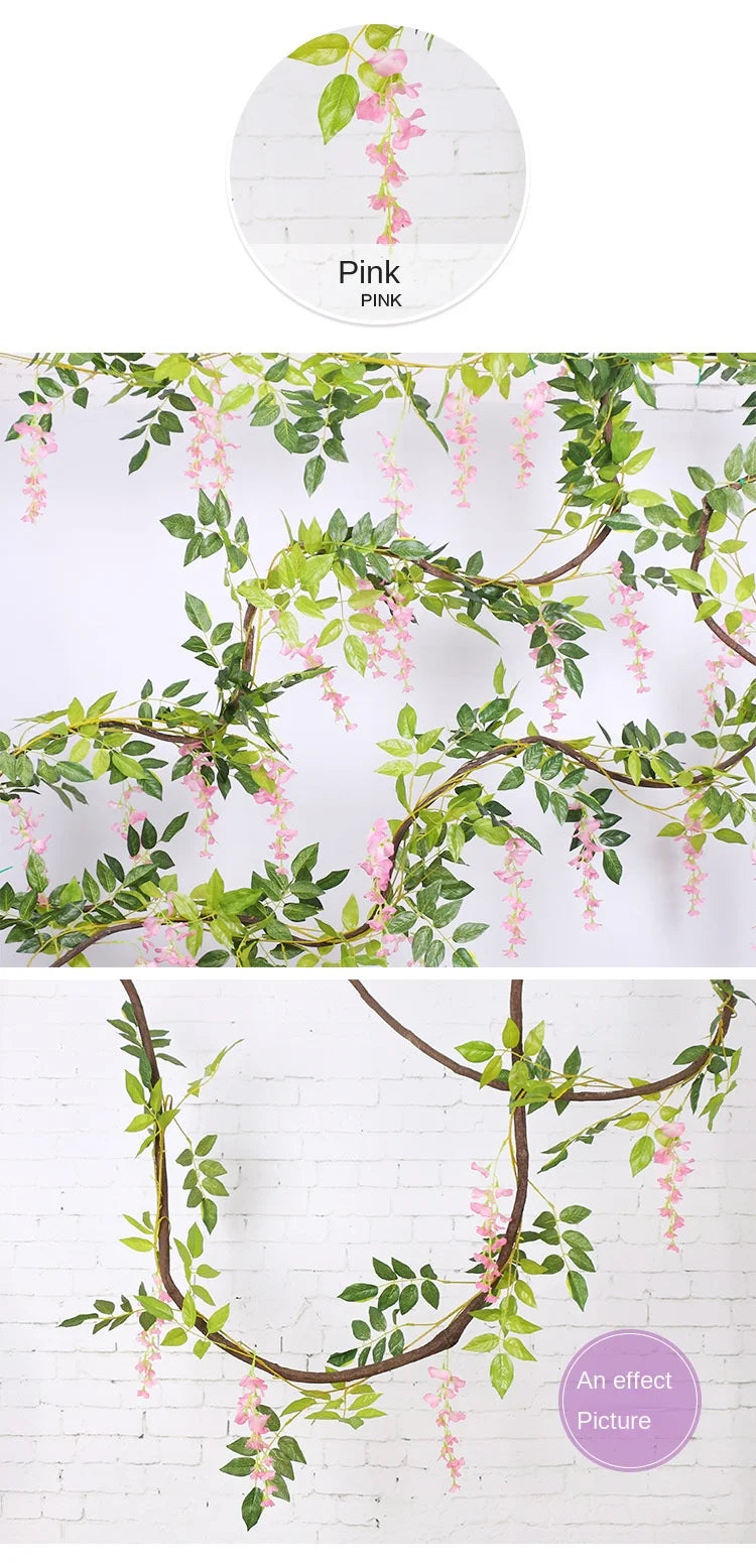 Artificial Wisteria Rattan Strings Indoor & Outdoor Bridal Shower Decor
