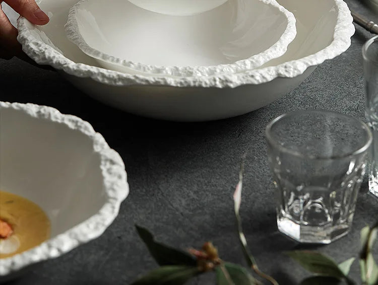 ZIZI FISH Porcelain Soup Bowl – Simple Solid White Design