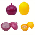 Lemon & Onion-Shaped Food Storage Containers – Fun, Reusable, Flip-Top Kitchen Organizer