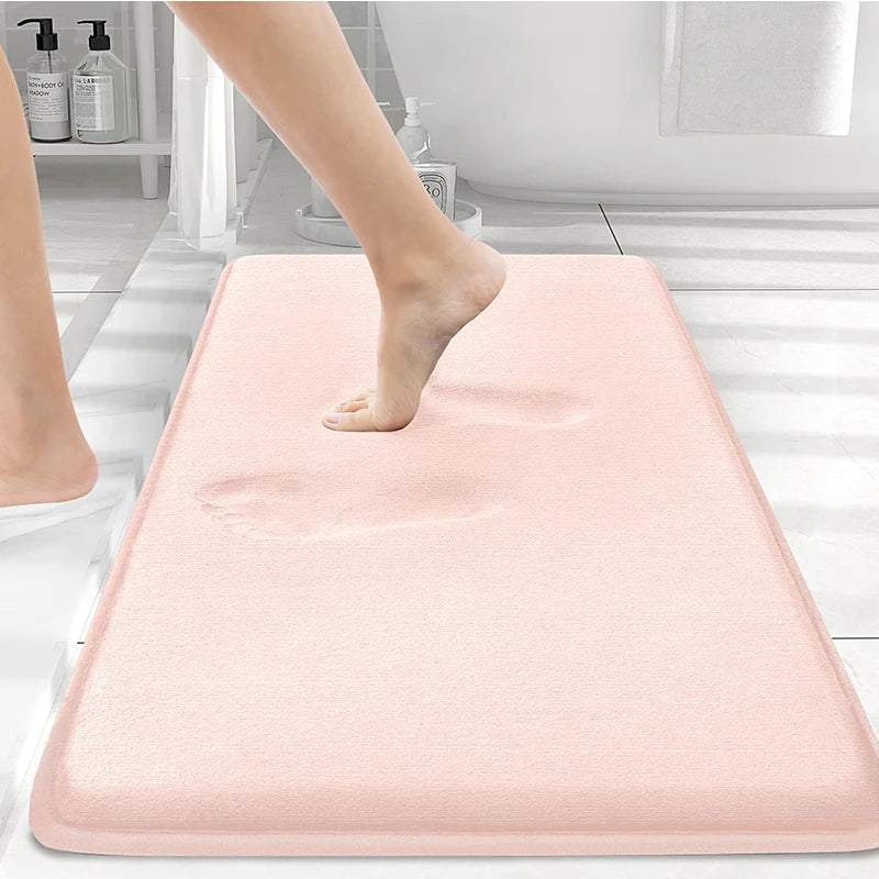 Homaxy Memory Foam Solid Color Bathroom Mat Floor Mat Indoor Non Slip Door Mat Dirt Trap Absorbs Water Comfortable Bathroom Mat