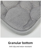 Embroidered Pebble Coral Velvet Bathroom Mat Set U-Shaped Absorbent Foot Rug Two-Piece