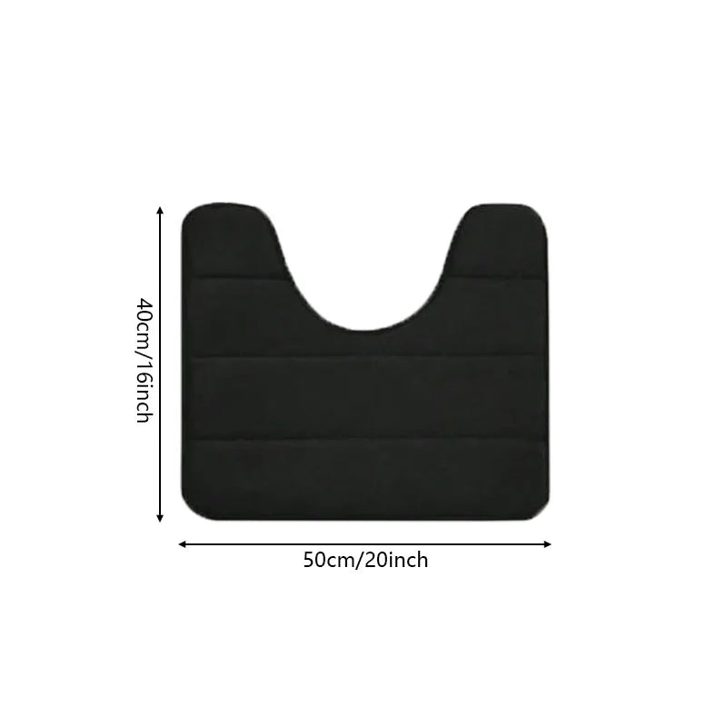 Pure Color Stripe Bathroom U-Mat, Soft Non-Slip Quick-Dry Toilet Carpet, Absorbent Shower Floor Mat