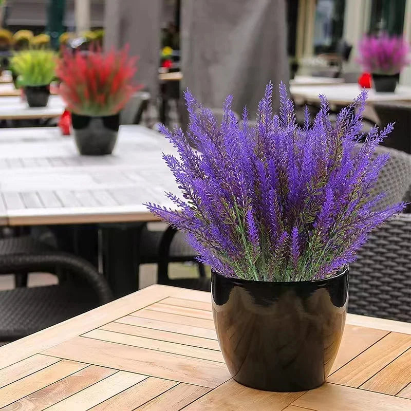 5-Branch Artificial Lavender – Plastic Faux Flowers for Home & Outdoor Decor