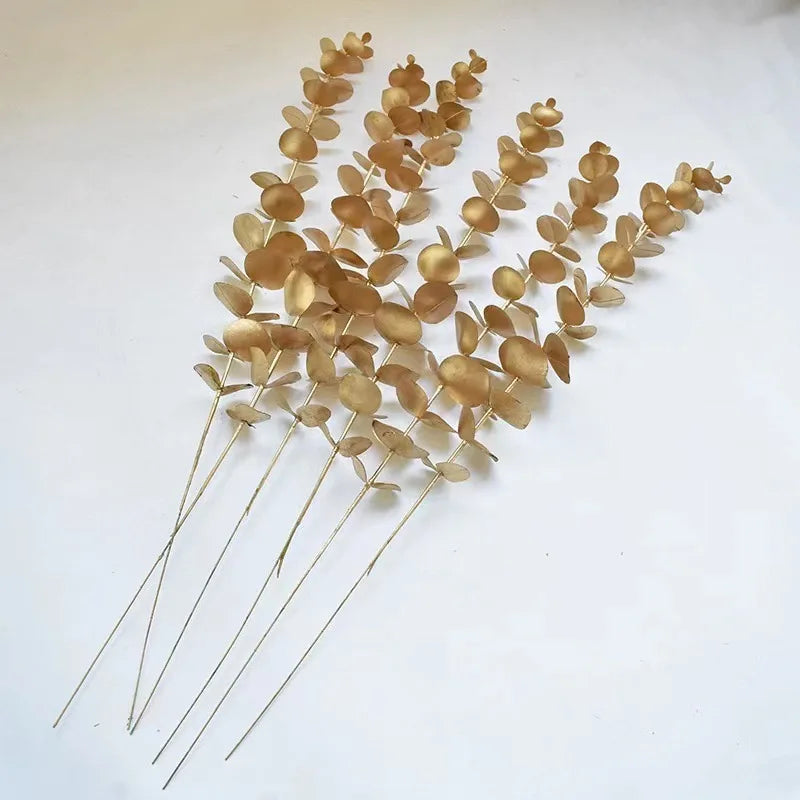 95cm Gold Artificial Eucalyptus & Ginkgo Leaf Plant Decor