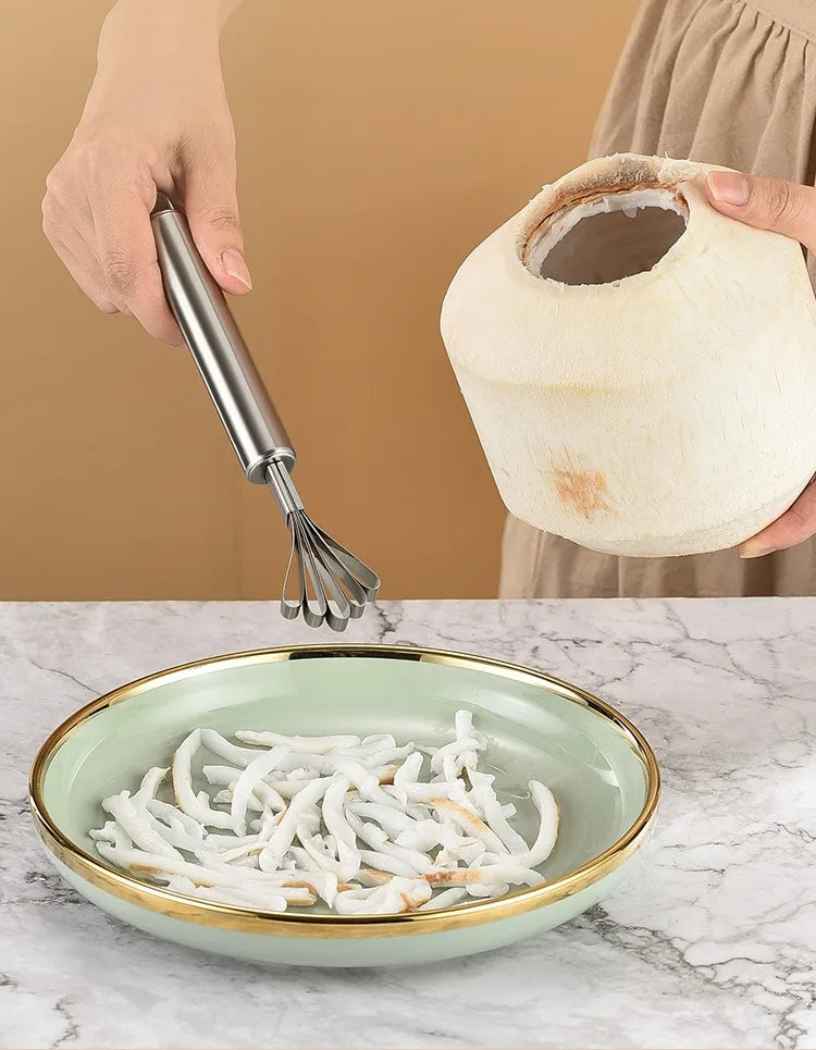 Coconut Opener Tool Set – Stainless Steel Coconut Cutter & Rubber Hammer, Safe & Easy to Use