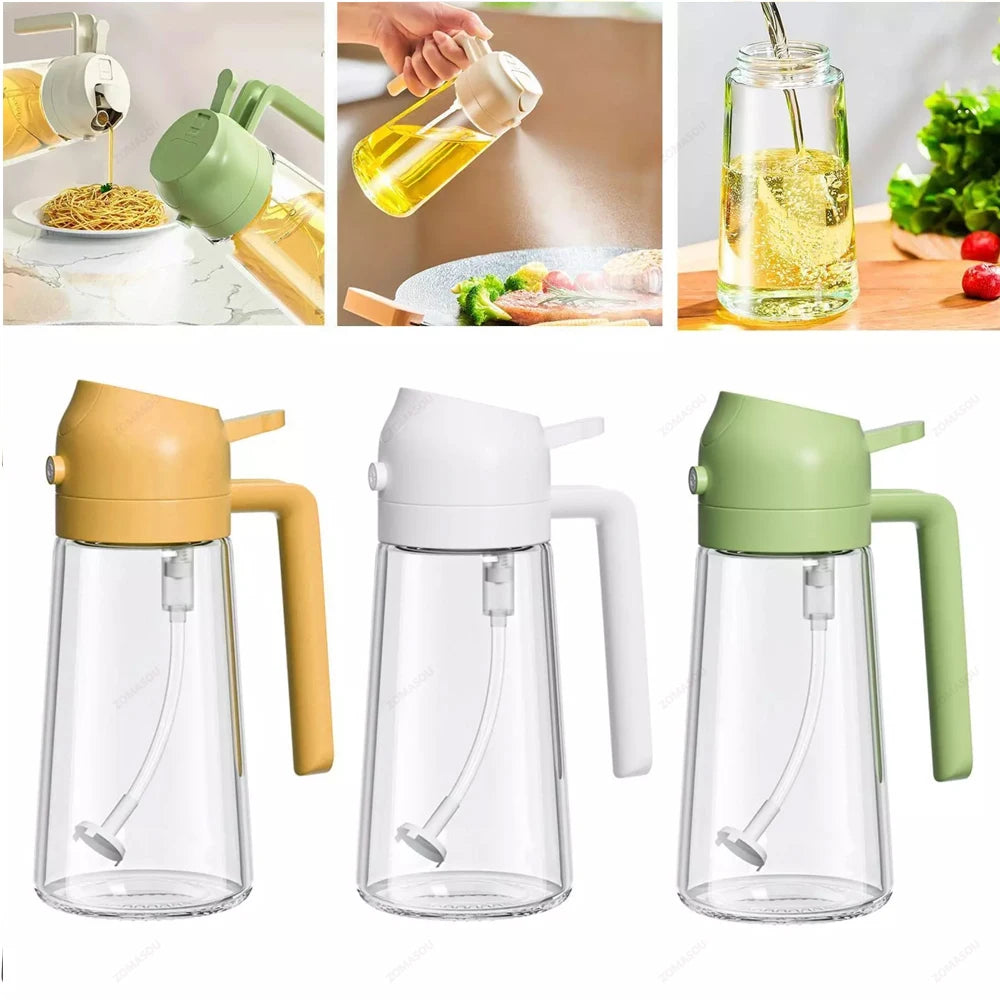 2-in-1 Oil Sprayer & Pourer – Refillable Kitchen Oil Dispenser Bottle