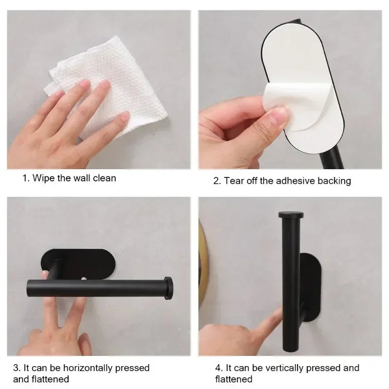 Self Adhesive Toilet Paper Holder Gold Stainless Steel