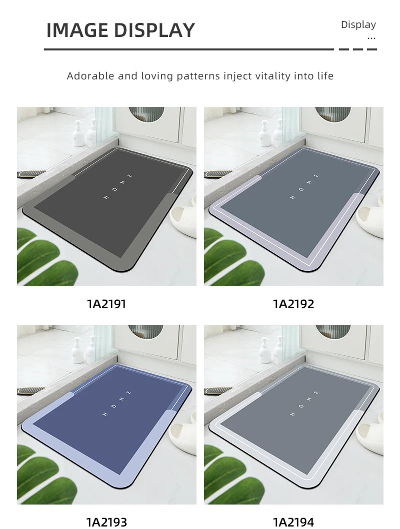 Diatomaceous Mud Bathroom Mat Anti-Slip Absorbent Quick-Dry Floor Rug Door Mat