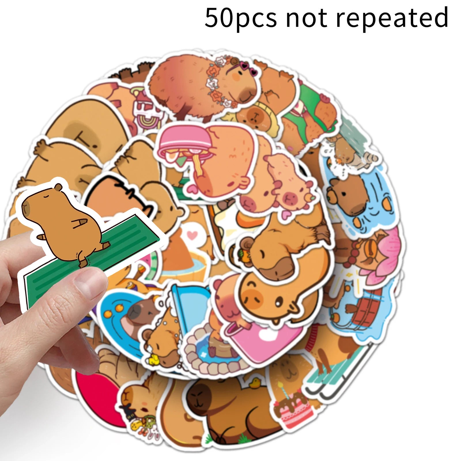 Cute Cartoon Animal Paper Stickers – 50-Pack Waterproof Decals