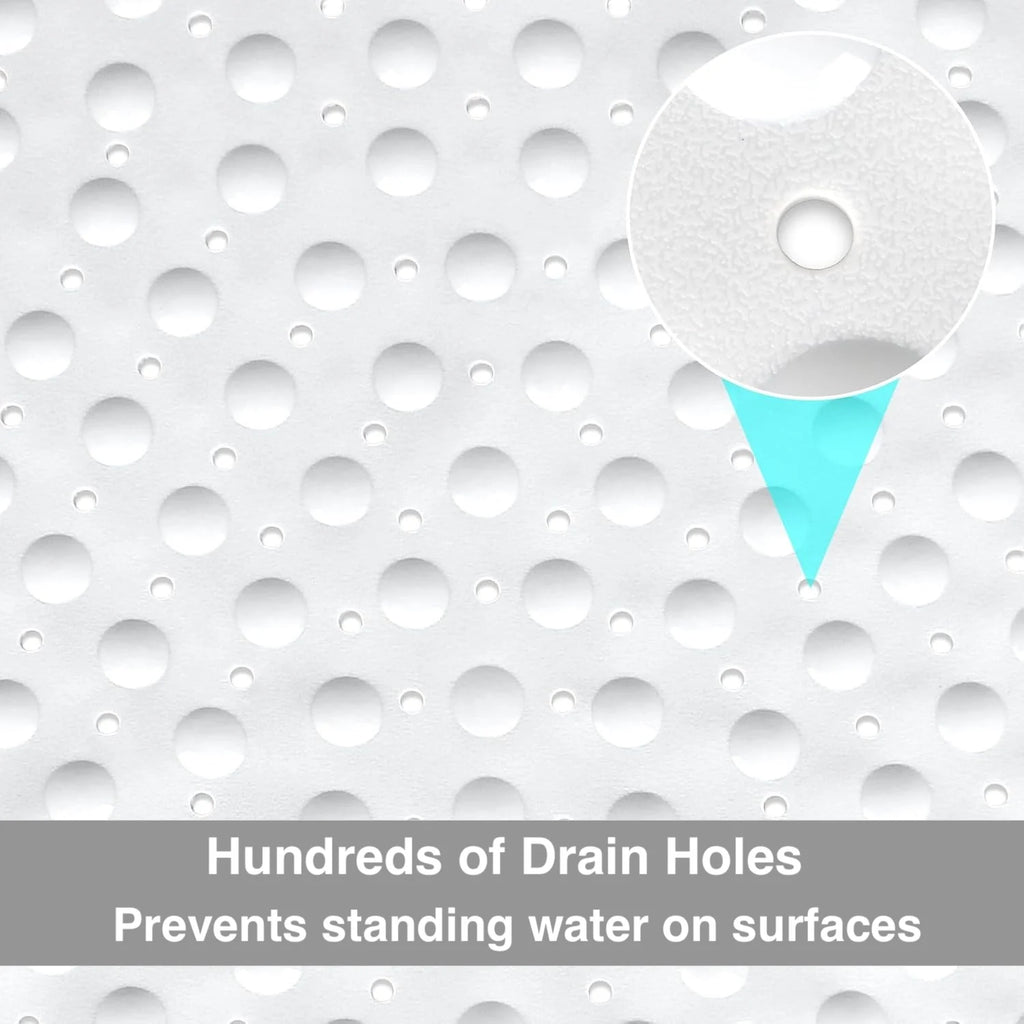 Non-Slip Corner Shower Mat 54x54cm – Rubber Suction Cup Bath Mat with Drain Holes & Massage Foot Surface