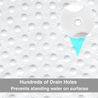 Non-Slip Corner Shower Mat 54x54cm – Rubber Suction Cup Bath Mat with Drain Holes & Massage Foot Surface