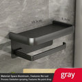 Wall-Mounted Aluminum Toilet Paper Holder with Mobile Phone Shelf Bathroom Storage Rack
