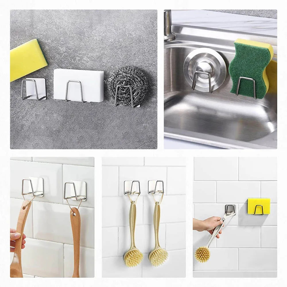 Stainless Steel Kitchen Sponge Holder – Self-Adhesive Sink Organizer