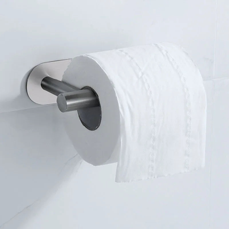 Black Stainless Steel Toilet Paper Holder Self-Adhesive Bathroom Tissue Rack
