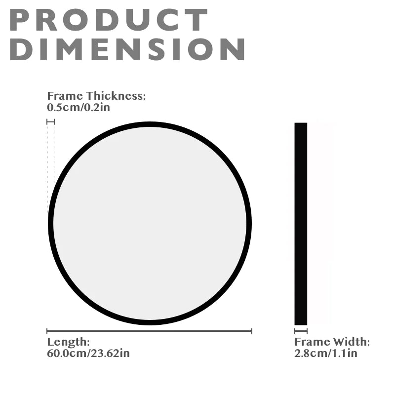Sleek Black Nordic Round Wall Mirror for Elegant Home Décor