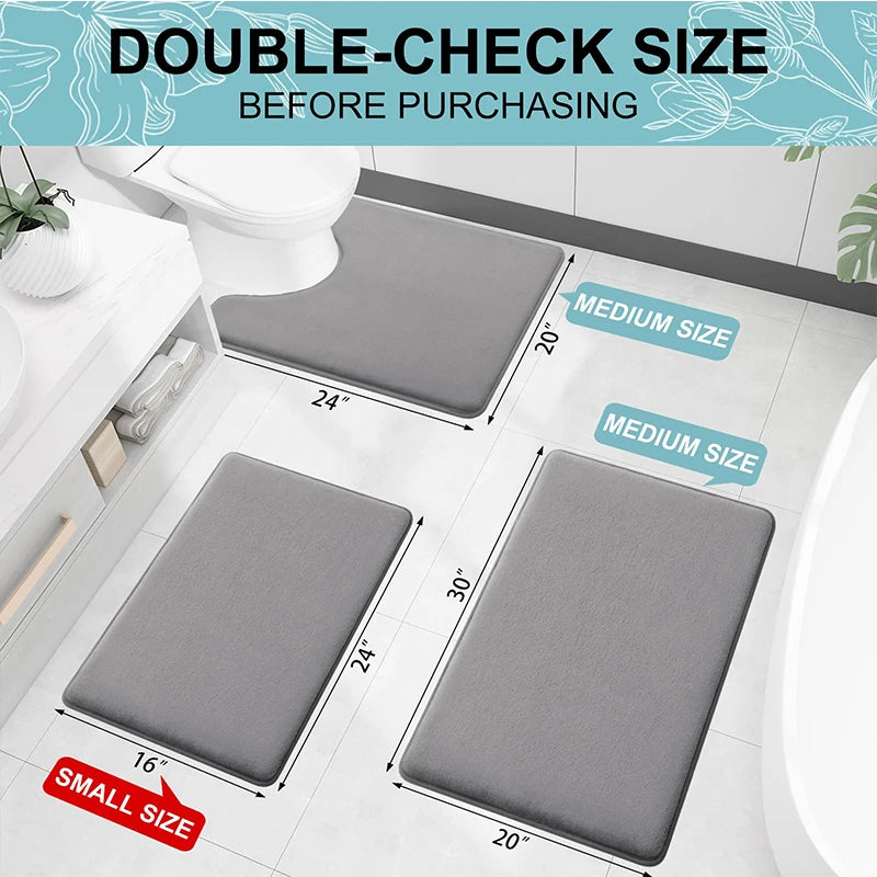 Homaxy Memory Foam Solid Color Bathroom Mat Floor Mat Indoor Non Slip Door Mat Dirt Trap Absorbs Water Comfortable Bathroom Mat