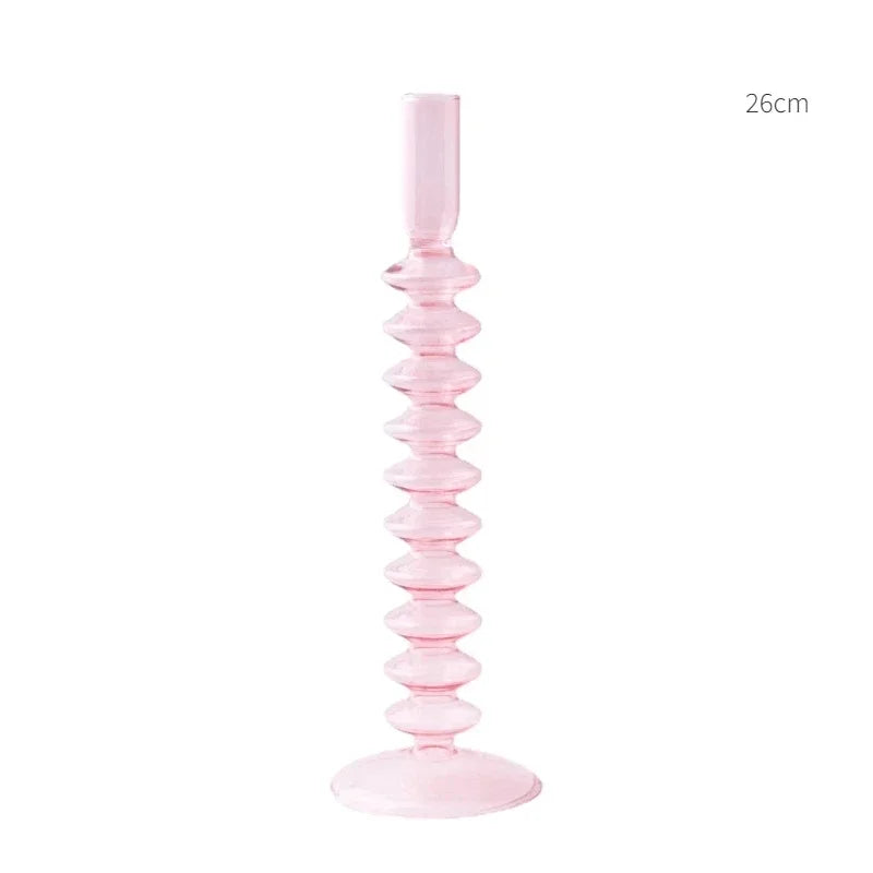Handmade Nordic Glass Candlestick – Retro Candle Holder & Vase