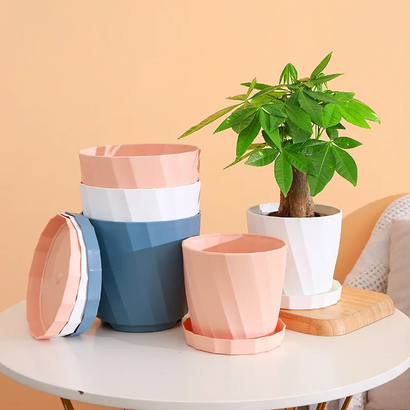 Round Thickened Plastic Flower Pot Set