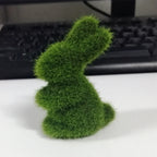 Artificial Moss Easter Bunny Figurine – Cute Foam Flocking Decoration