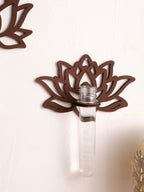 Lotus Shape Wooden Wall Planter & Vase Stand