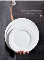 Round Ceramic Plate – Solid Porcelain Tableware for Home & Hotel