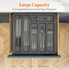Plastic Flatware Storage Case – 6-Compartment Tableware Organizer