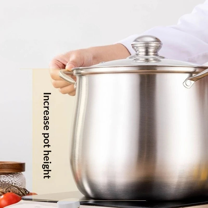 22cm Stainless Steel Stock Pot with Glass Cover – Soup & Kitchen Tool