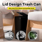 Bathroom Trash Can 10L – Small Plastic Garbage Bin with Press Lid for Toilet, Bedroom & Living Room