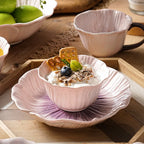Relief Purple Floral Ceramic Plate – Flower Shaped Durable Tableware